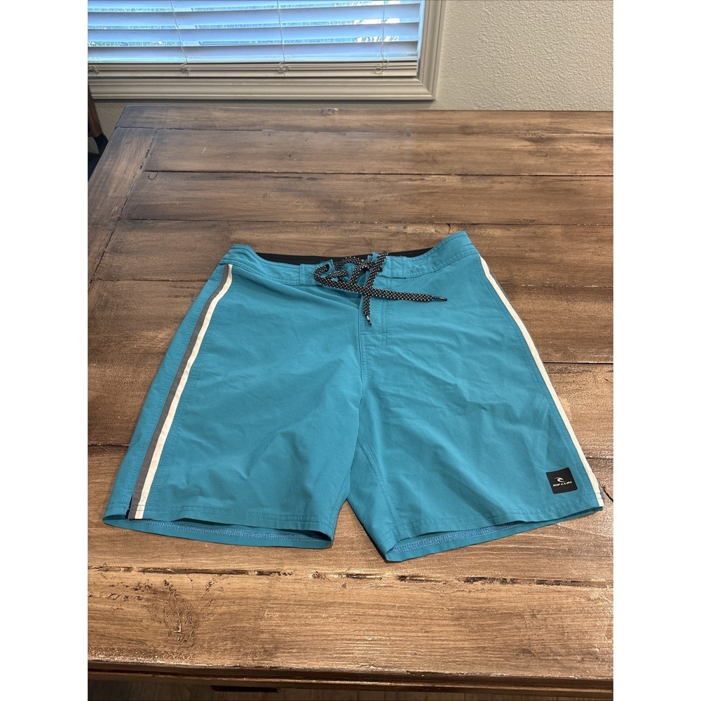 Rip Curl Mirage Board Shorts Mens 32 Gray Abstract Stripe Swim Trunks Stretch